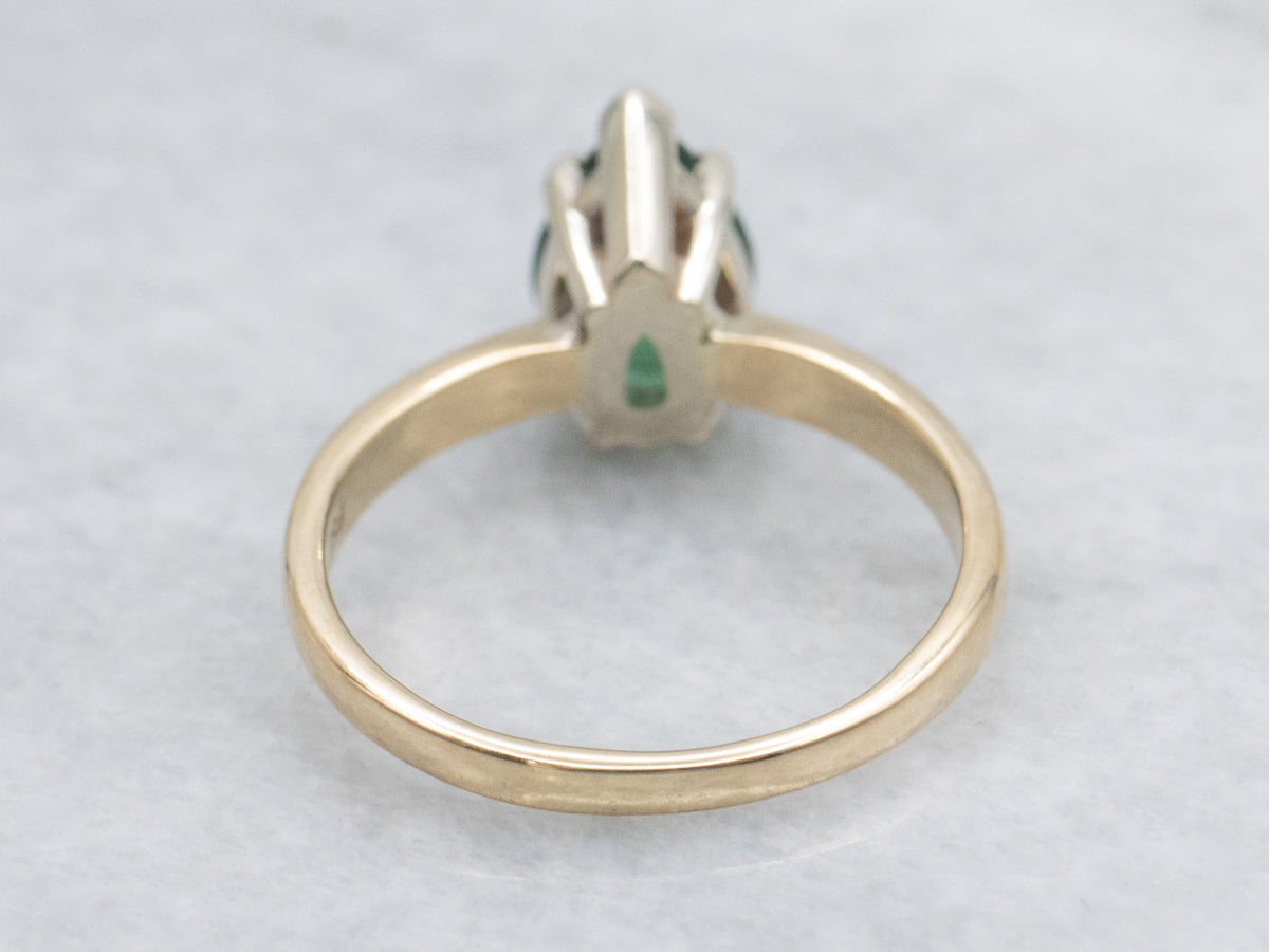 Pear-Cut Green Tourmaline Solitaire Ring