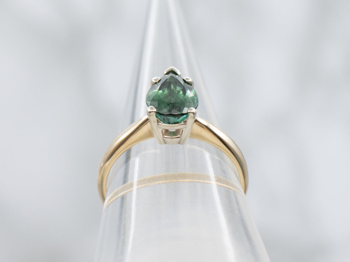 Pear-Cut Green Tourmaline Solitaire Ring
