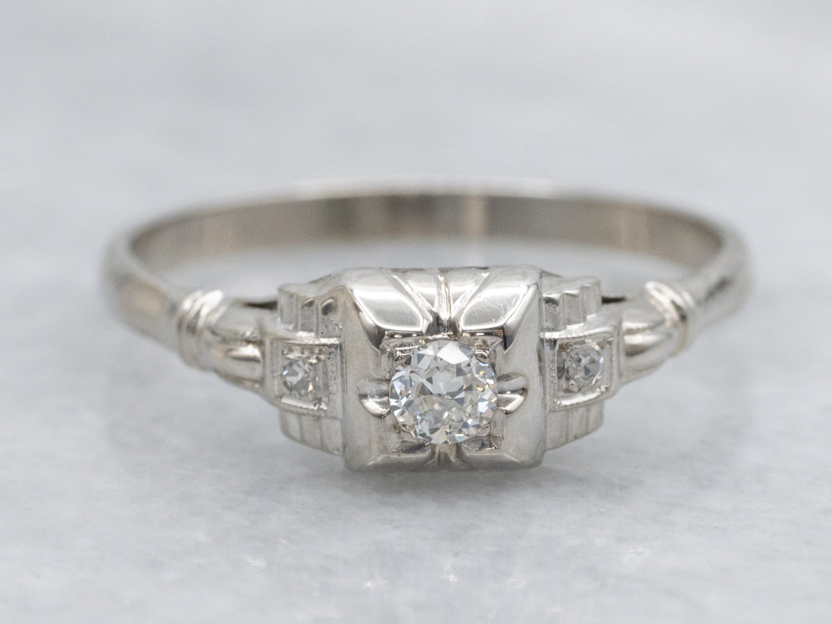 European Cut Diamond Early Retro-Era Engagement Ring