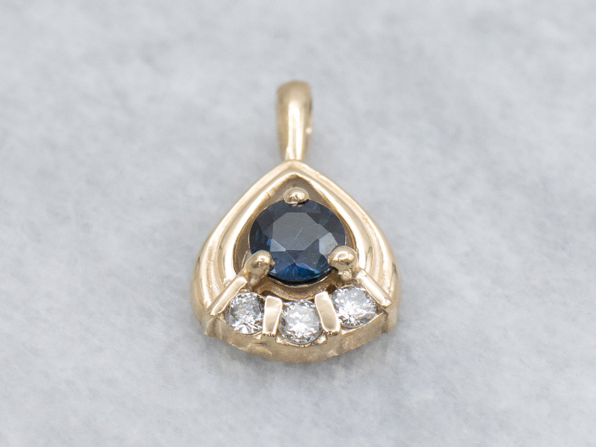 Sapphire and Diamond Yellow Gold Pendant