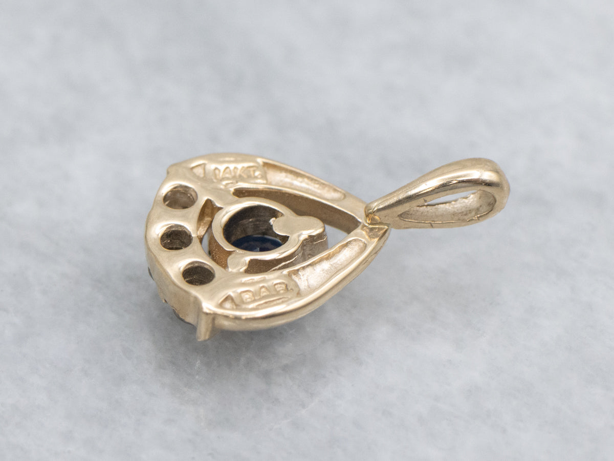 Sapphire and Diamond Yellow Gold Pendant