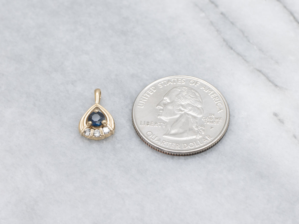 Sapphire and Diamond Yellow Gold Pendant