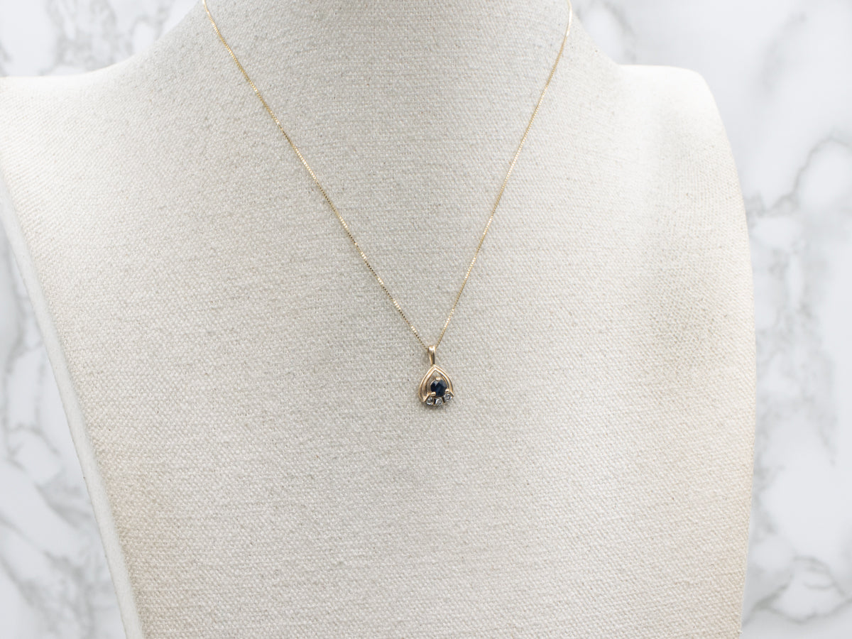 Sapphire and Diamond Yellow Gold Pendant
