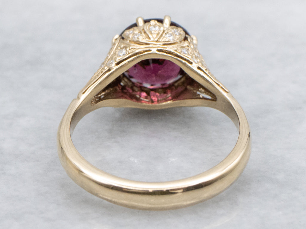 Garnet and Diamond Gold Kennedy Ring by Elizabeth Henry