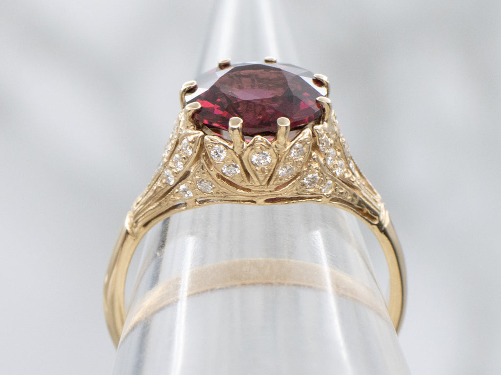 Garnet and Diamond Gold Kennedy Ring by Elizabeth Henry