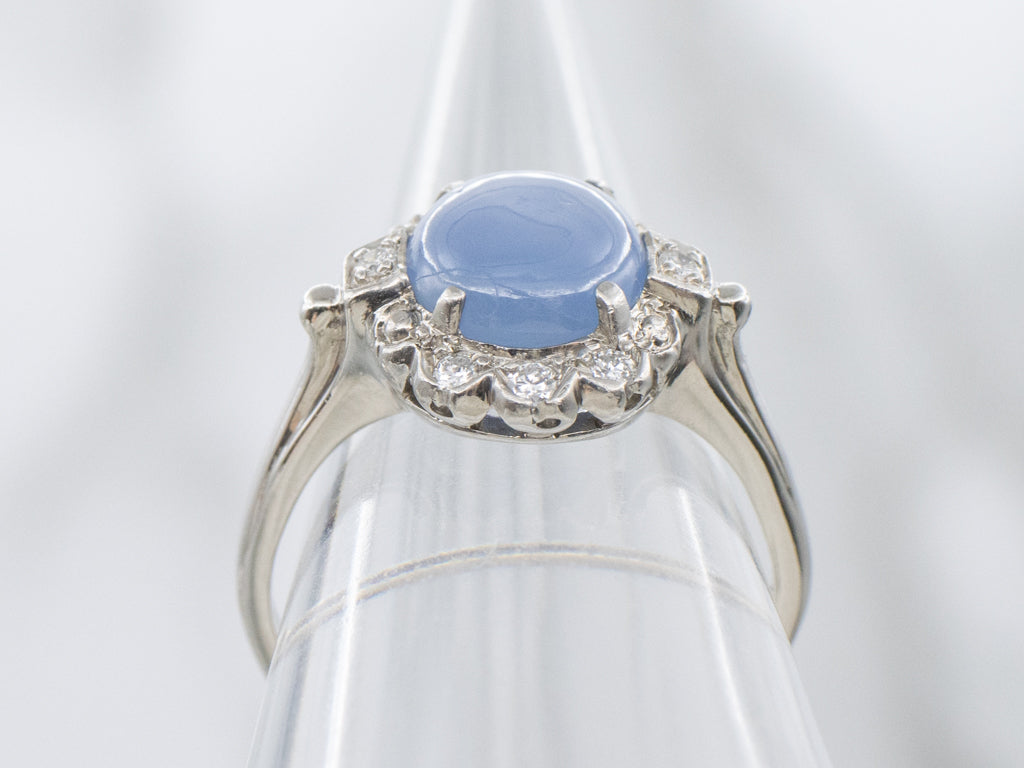 Vintage Felger Platinum Star Sapphire and Diamond Ring Circa 1930s