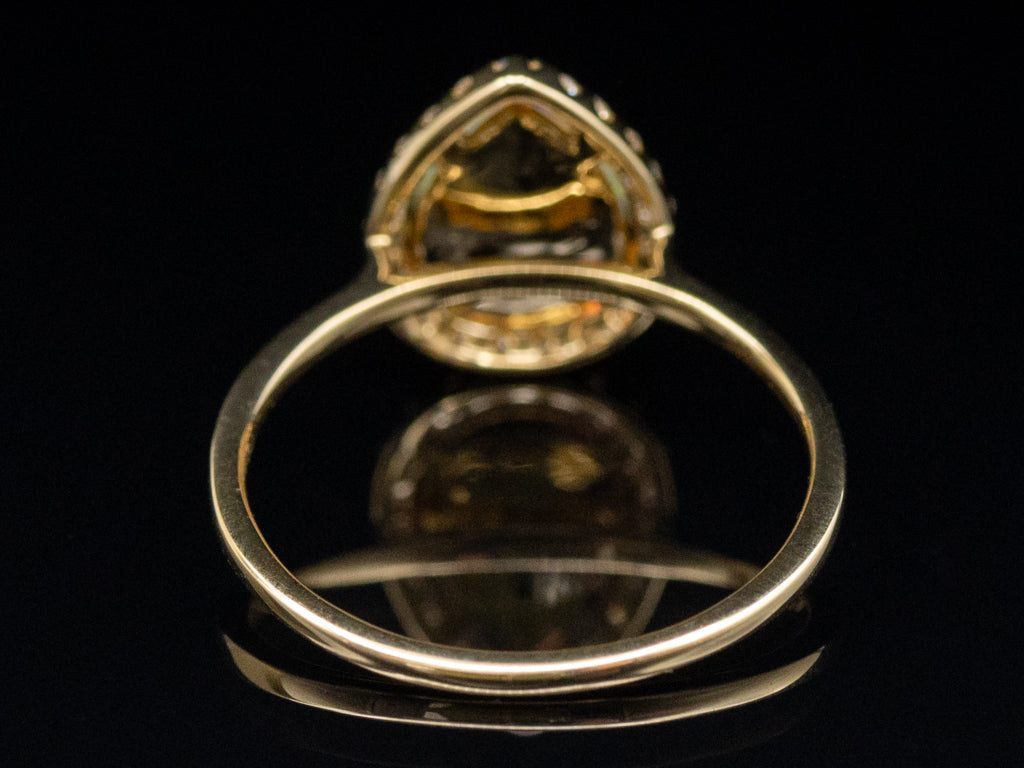 Modern Pear-Cut Opal and Diamond Halo Yellow Gold Ring