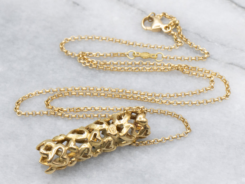 Allan Scharff "Heart by Heart" 18K Gold Necklace by Design House Georg Jensen