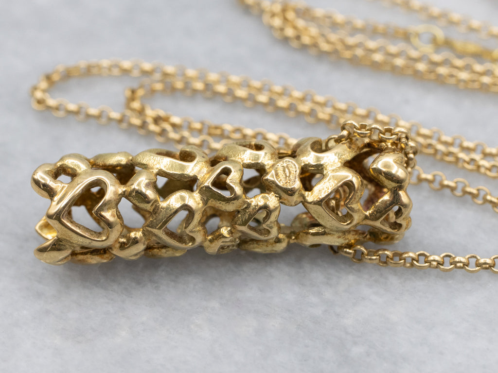 Allan Scharff "Heart by Heart" 18K Gold Necklace by Design House Georg Jensen