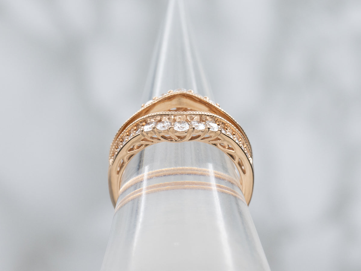 Modern Rose-Gold Diamond Enhancer Ring