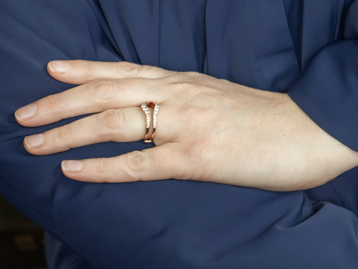 Modern Rose-Gold Diamond Enhancer Ring