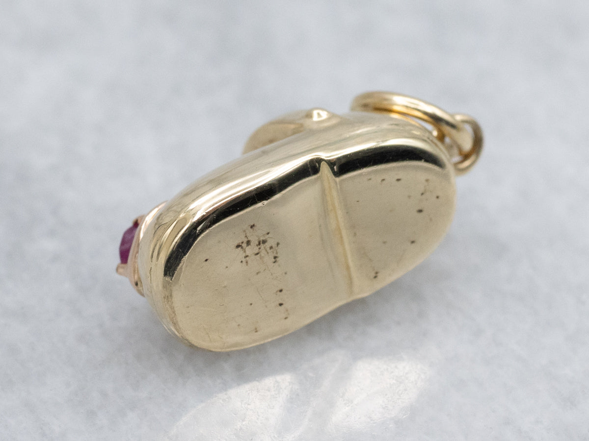 July Baby Sweetheart Ruby Baby Shoe Charm