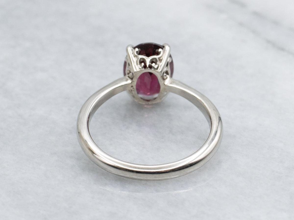 Raspberry-Rhodolite Garnet White Gold Solitaire Ring