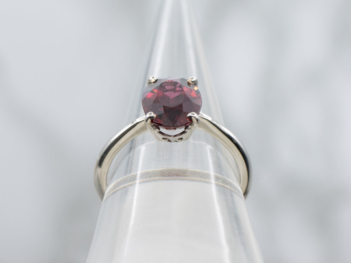 Raspberry-Rhodolite Garnet White Gold Solitaire Ring