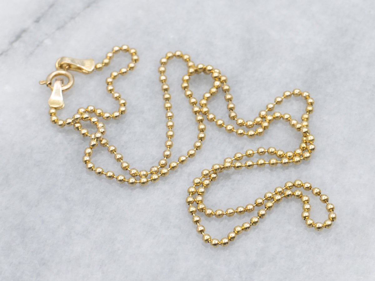 Polished Yellow Gold Beaded Ball Chain