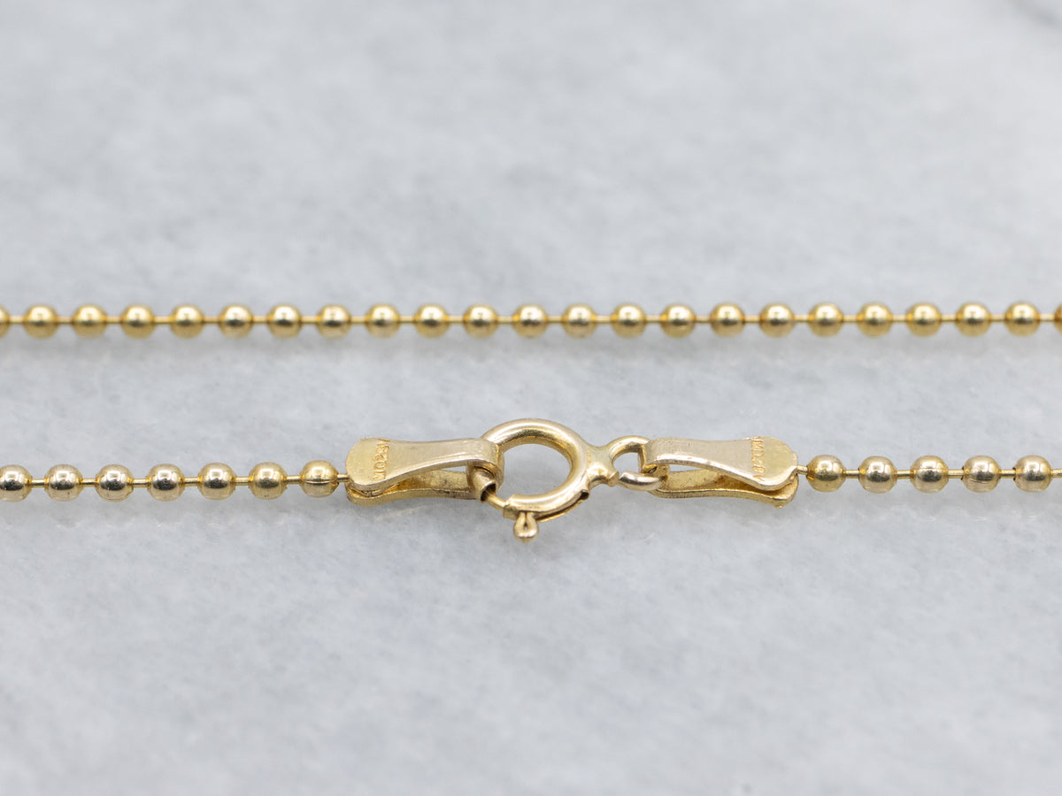 Polished Yellow Gold Beaded Ball Chain