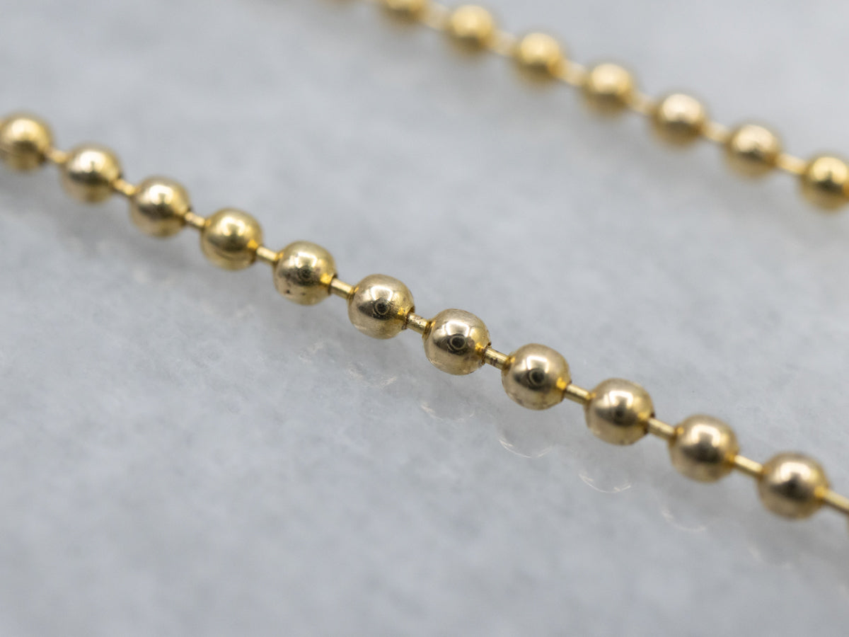 Polished Yellow Gold Beaded Ball Chain