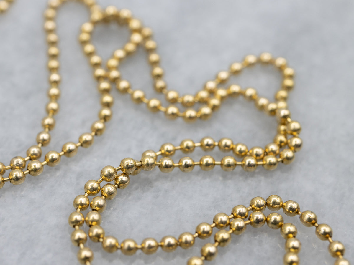 Polished Yellow Gold Beaded Ball Chain