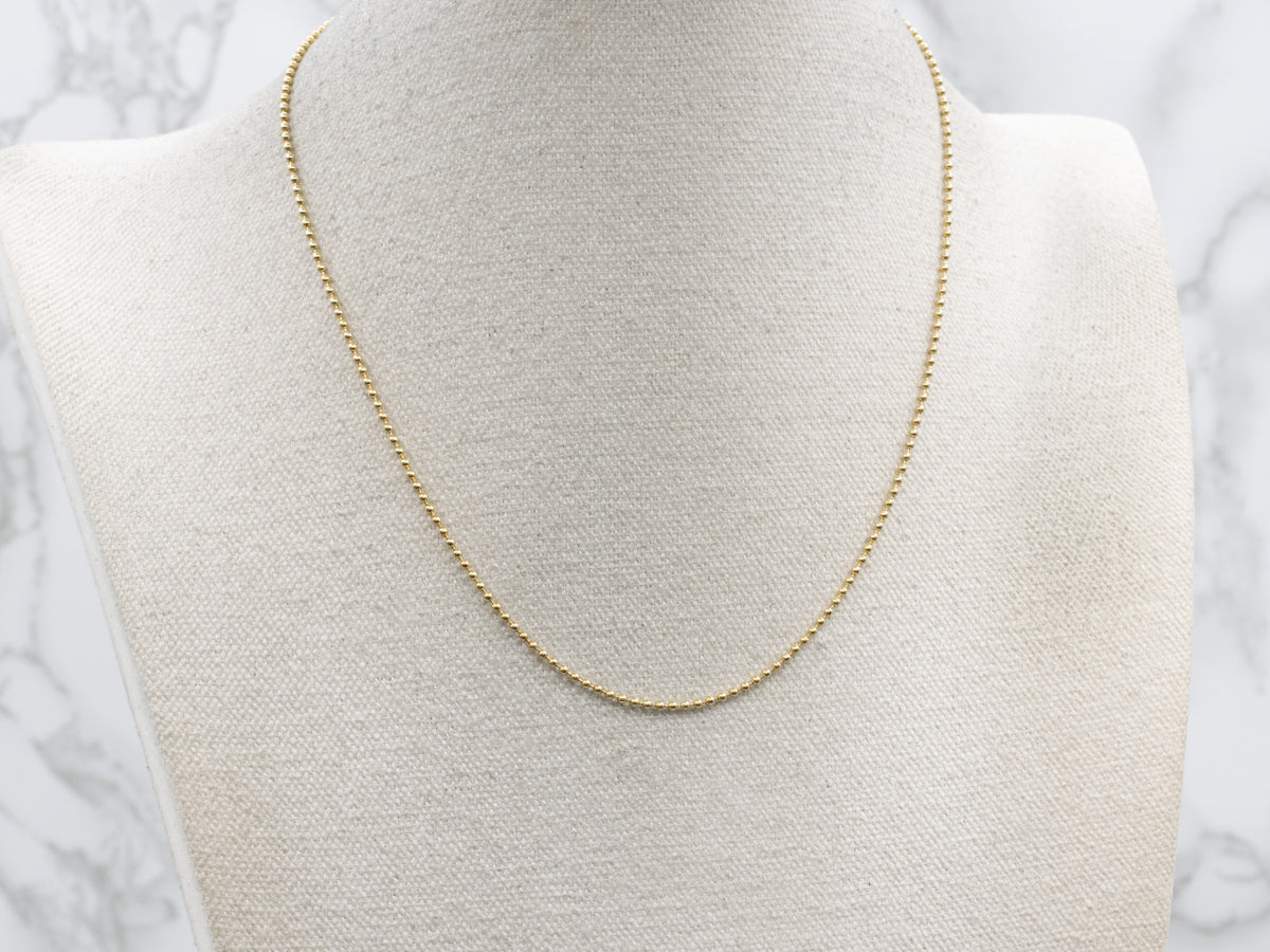 Polished Yellow Gold Beaded Ball Chain