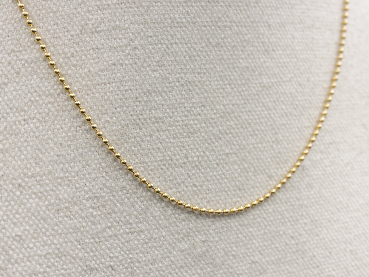 Polished Yellow Gold Beaded Ball Chain
