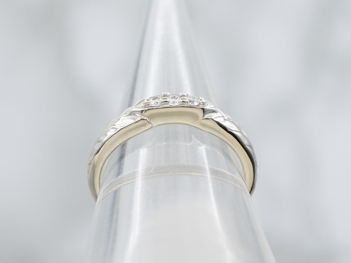 Botanically Engraved Diamond 18-Karat Gold Band