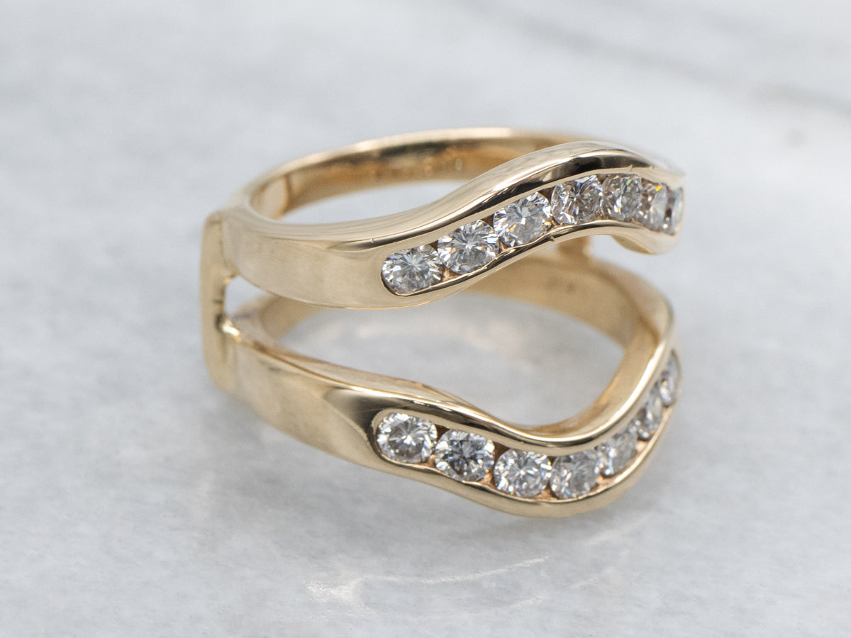 Channel Set Diamond Yellow Gold Enhancer Band