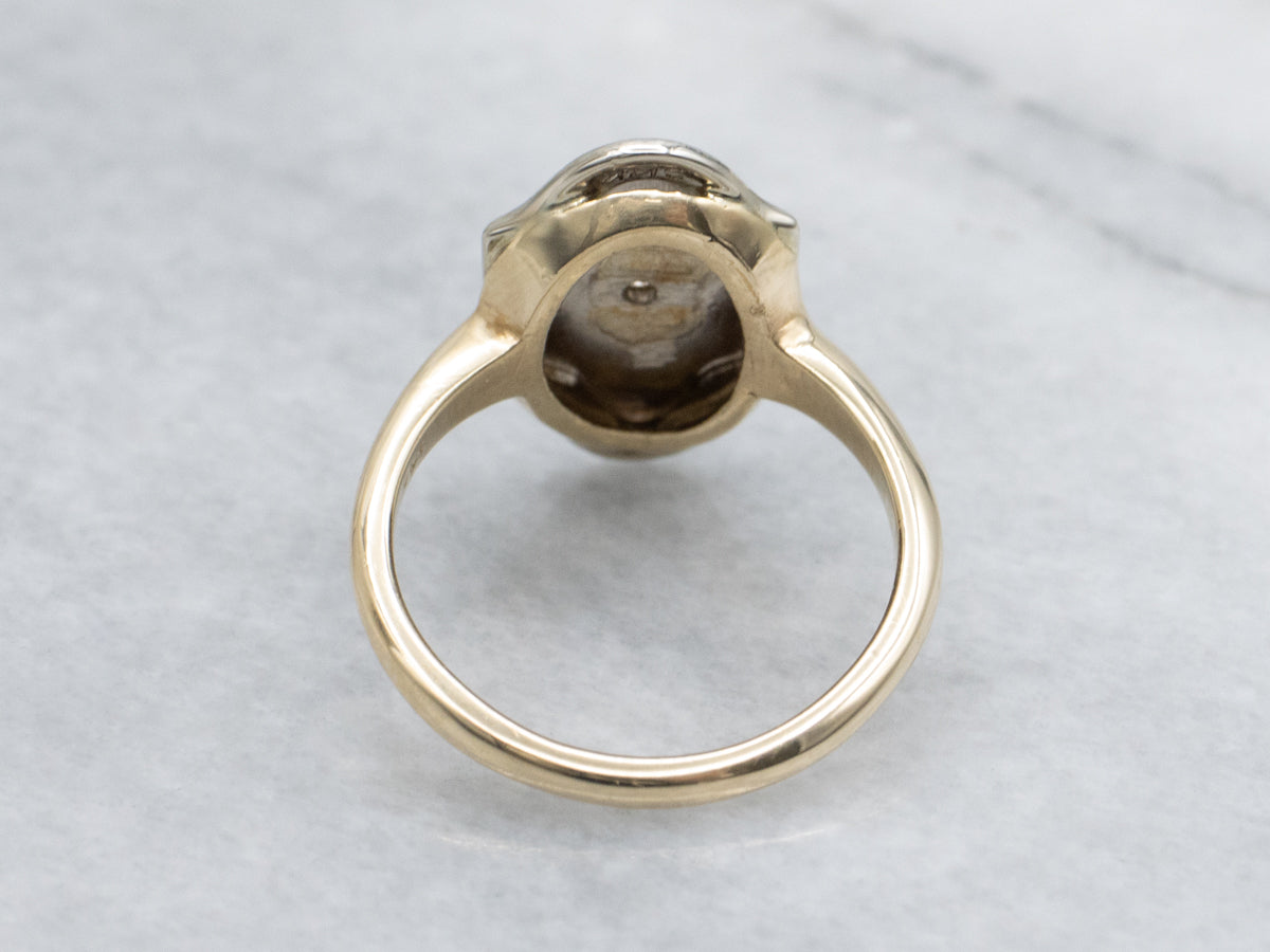 Vintage Diamond Solitaire Ring with Engraved Patterns