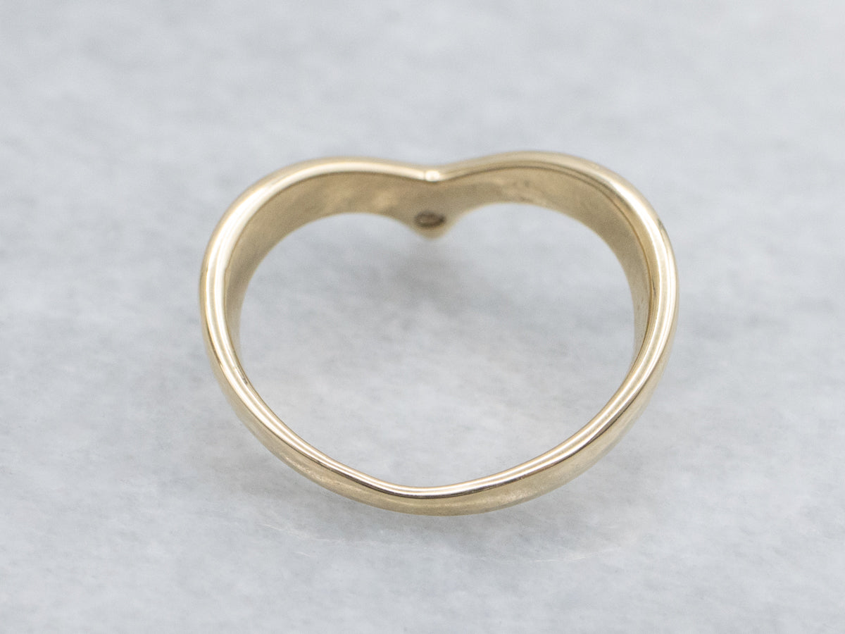 Diamond Solitaire Yellow Gold V-Shaped Band
