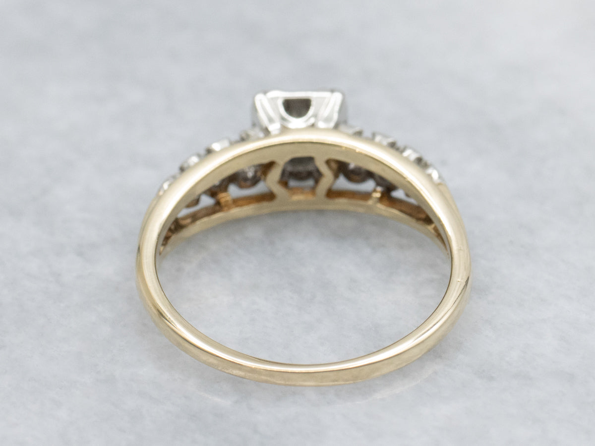 Retro European Cut Diamond Engagement Ring