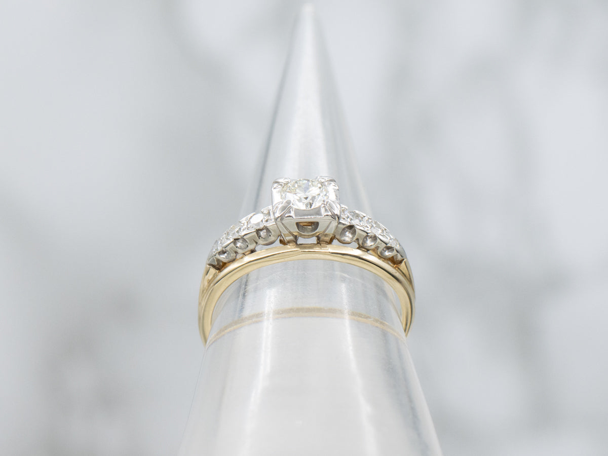 Retro European Cut Diamond Engagement Ring