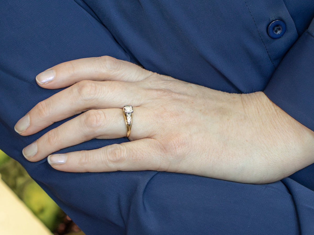 Retro European Cut Diamond Engagement Ring