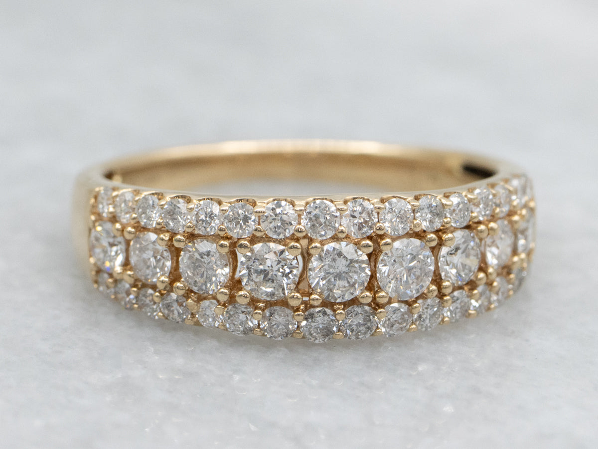 Triple Row Round-Brilliant Diamond Band