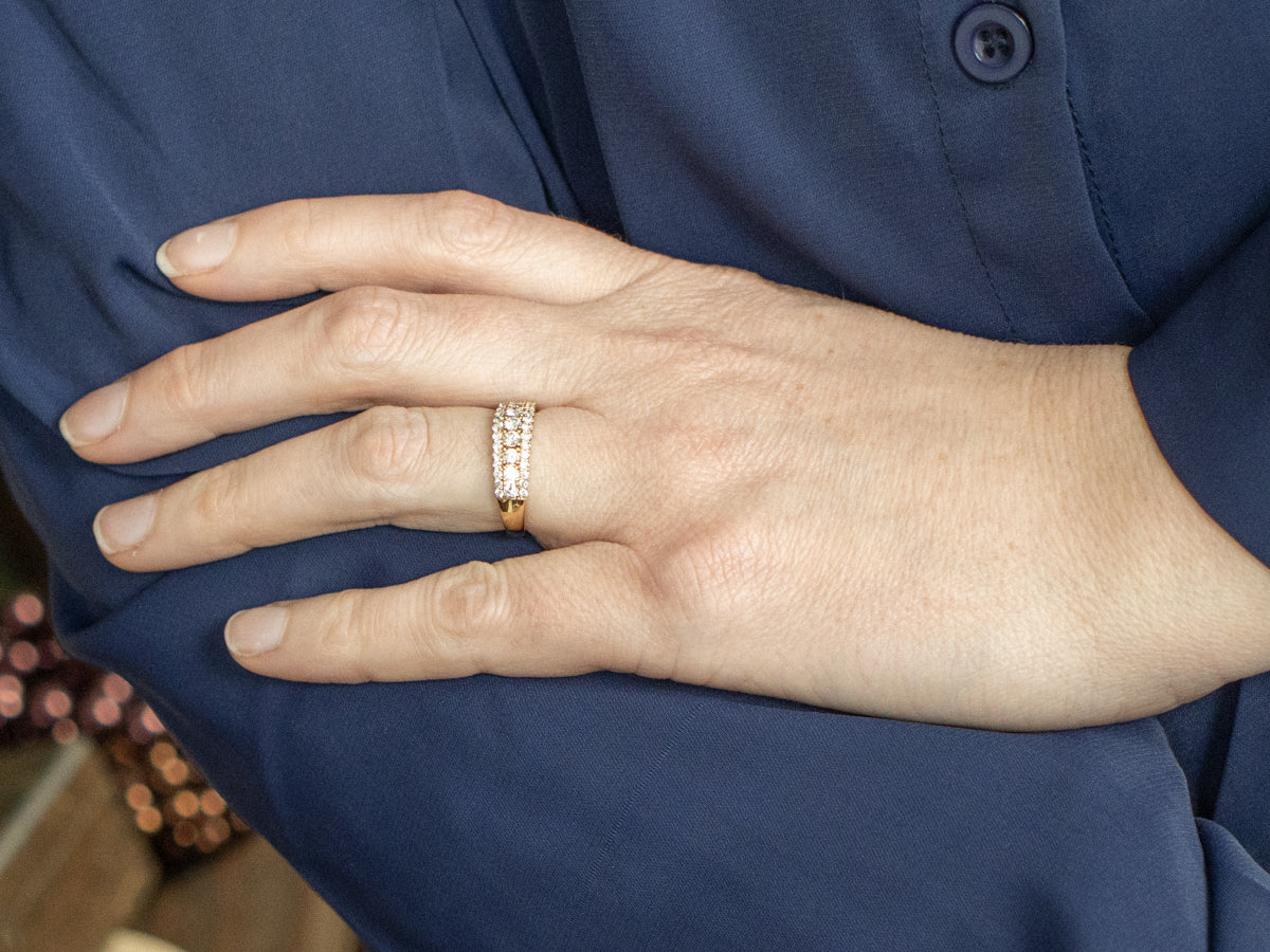 Triple Row Round-Brilliant Diamond Band