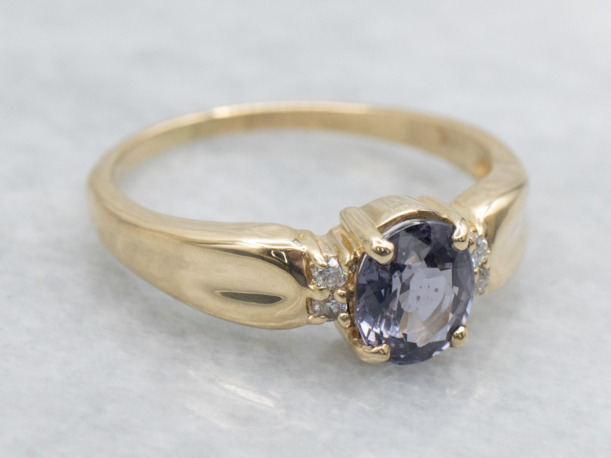 Pretty Purple Spinel Diamond and Gold Ring
