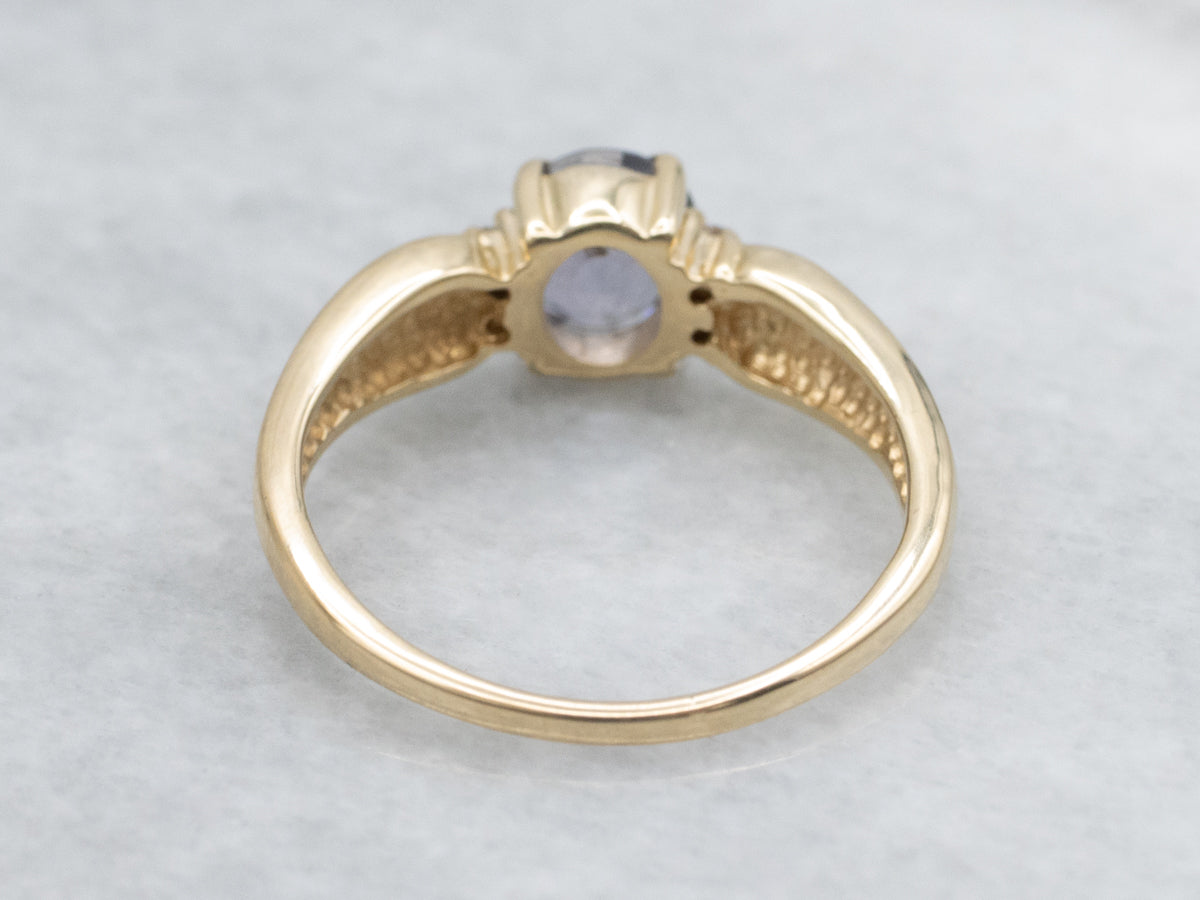 Pretty Purple Spinel Diamond and Gold Ring