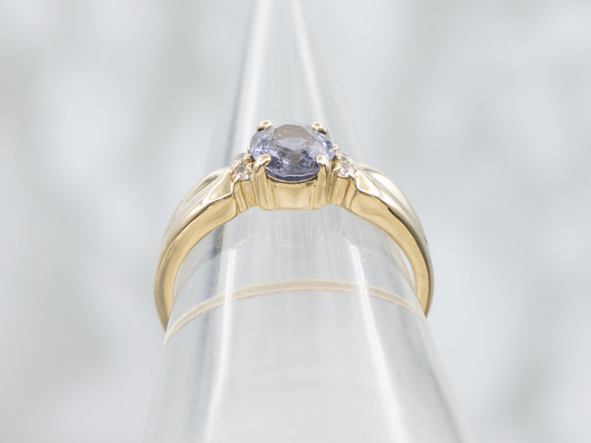 Pretty Purple Spinel Diamond and Gold Ring