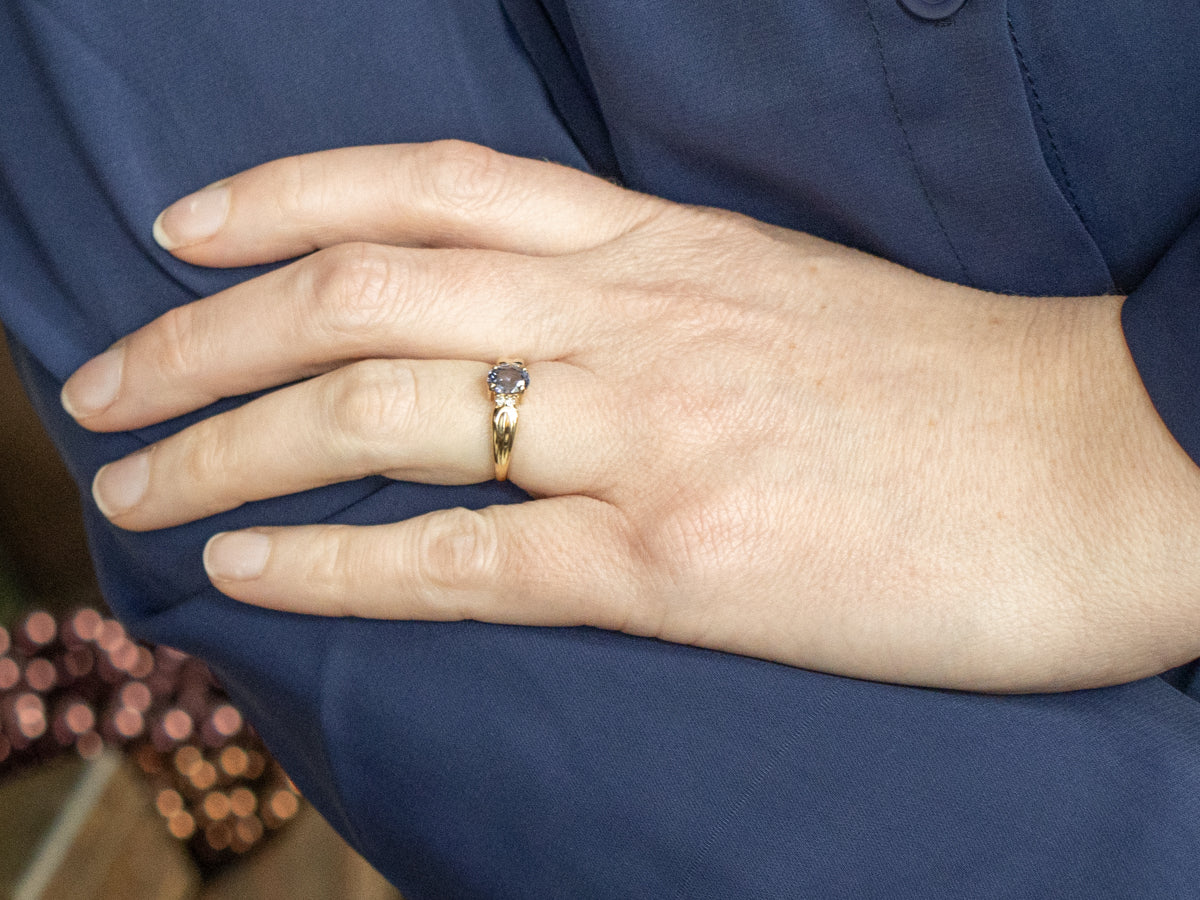 Pretty Purple Spinel Diamond and Gold Ring