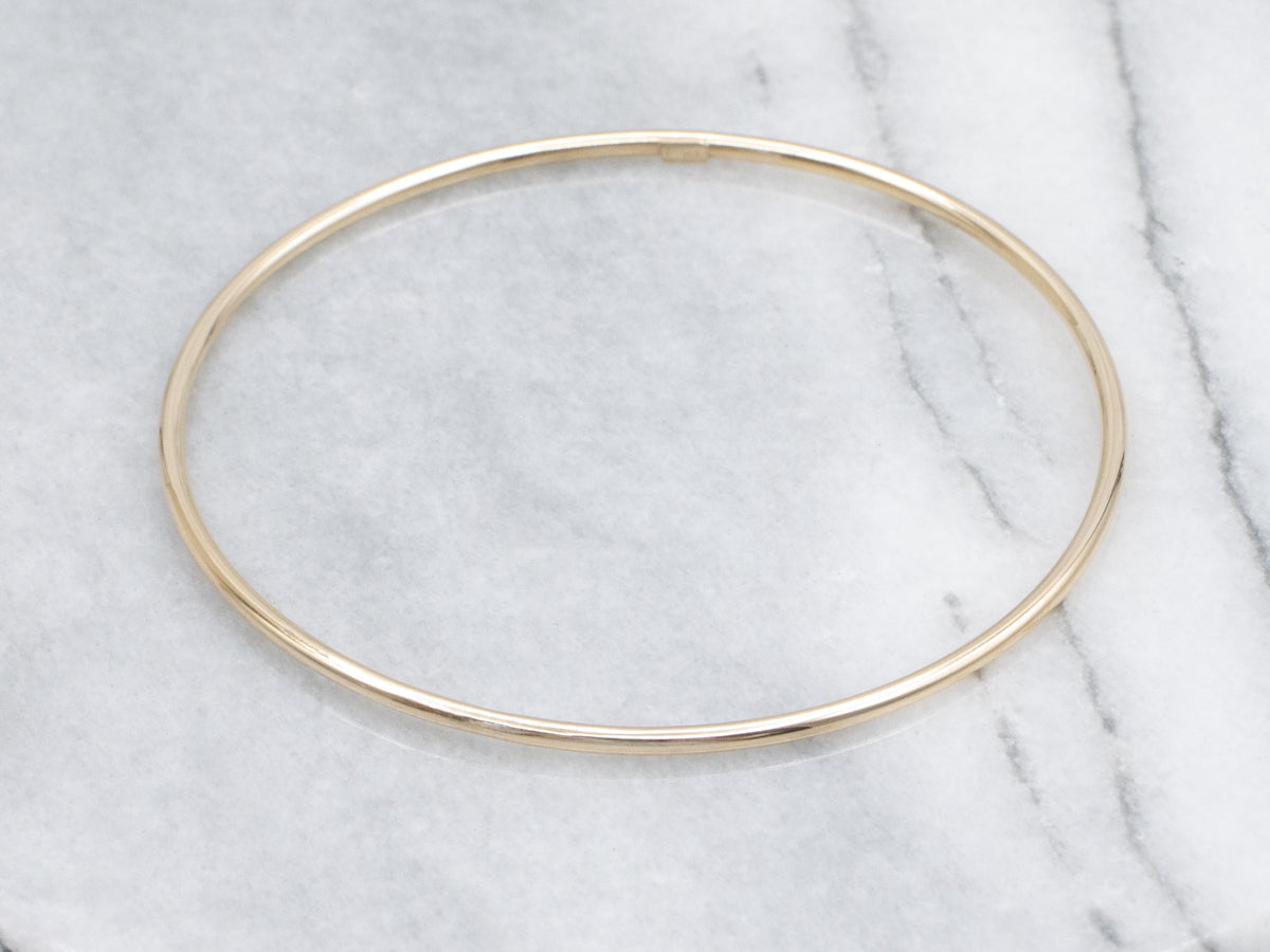 Simple Polished Gold Wire Bangle Bracelet