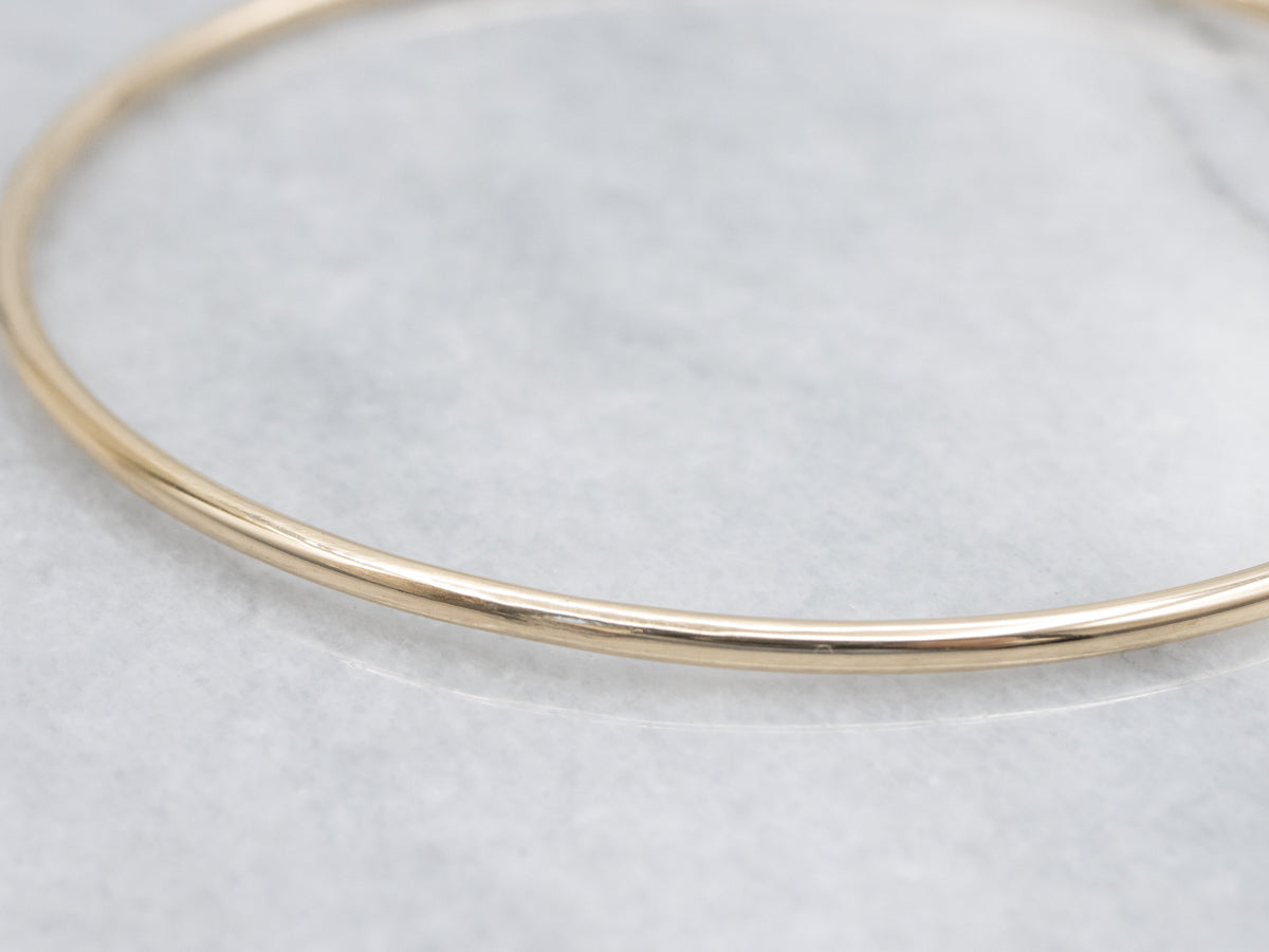 Simple Polished Gold Wire Bangle Bracelet