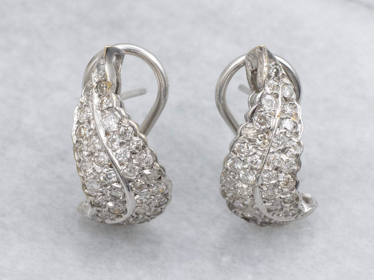 18-Karat White Gold Diamond Encrusted Drop Earrings