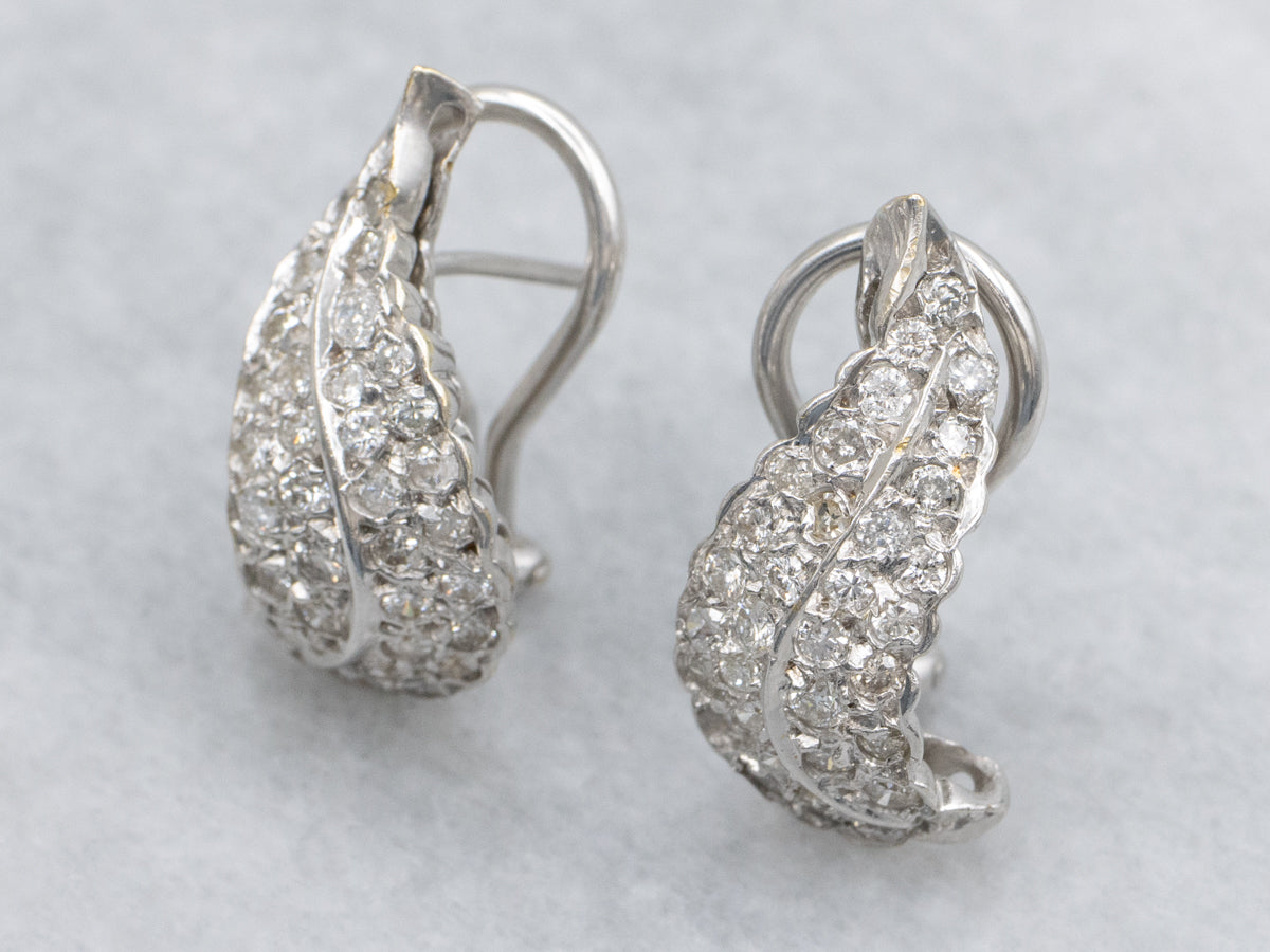 18-Karat White Gold Diamond Encrusted Drop Earrings