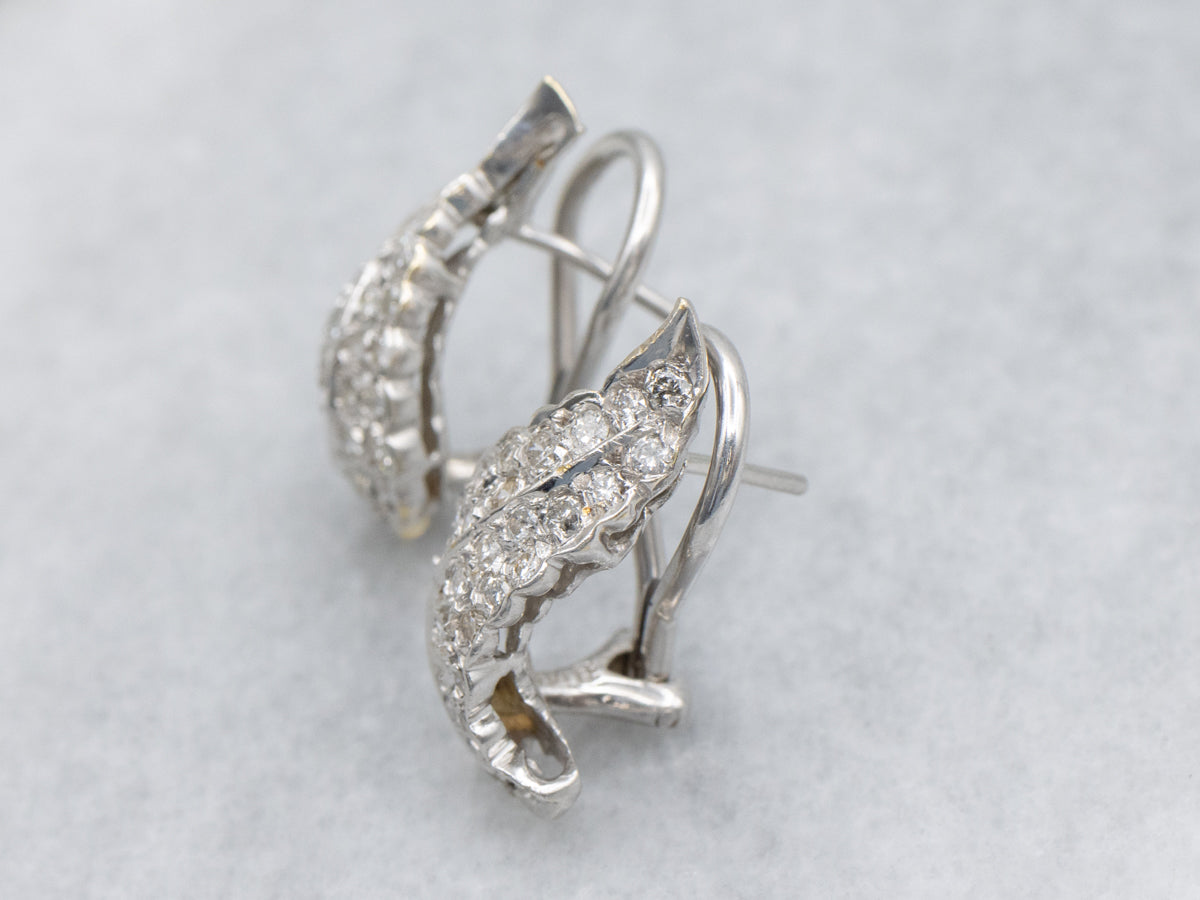 18-Karat White Gold Diamond Encrusted Drop Earrings