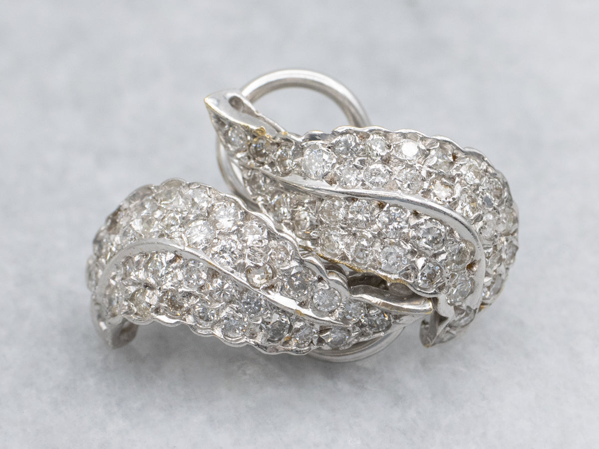 18-Karat White Gold Diamond Encrusted Drop Earrings