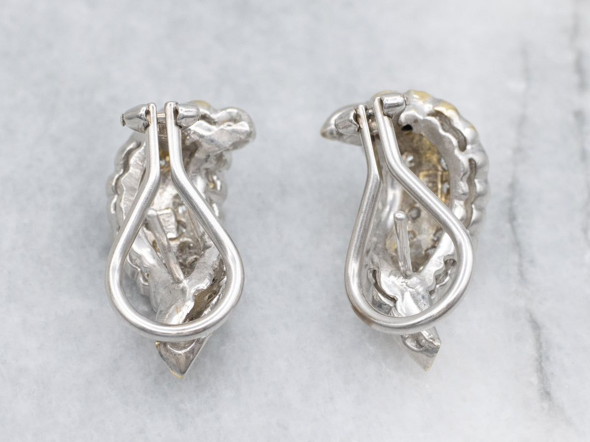 18-Karat White Gold Diamond Encrusted Drop Earrings