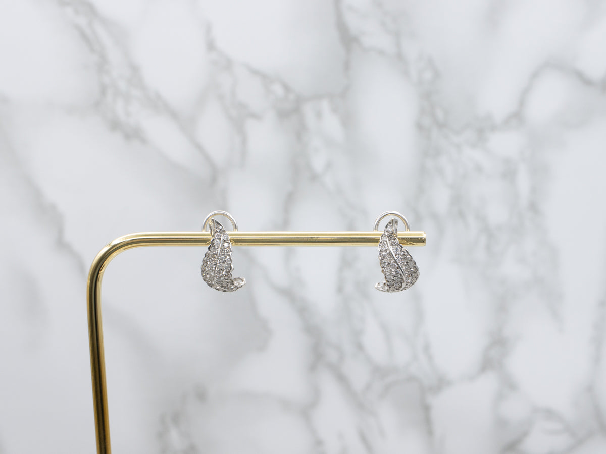 18-Karat White Gold Diamond Encrusted Drop Earrings