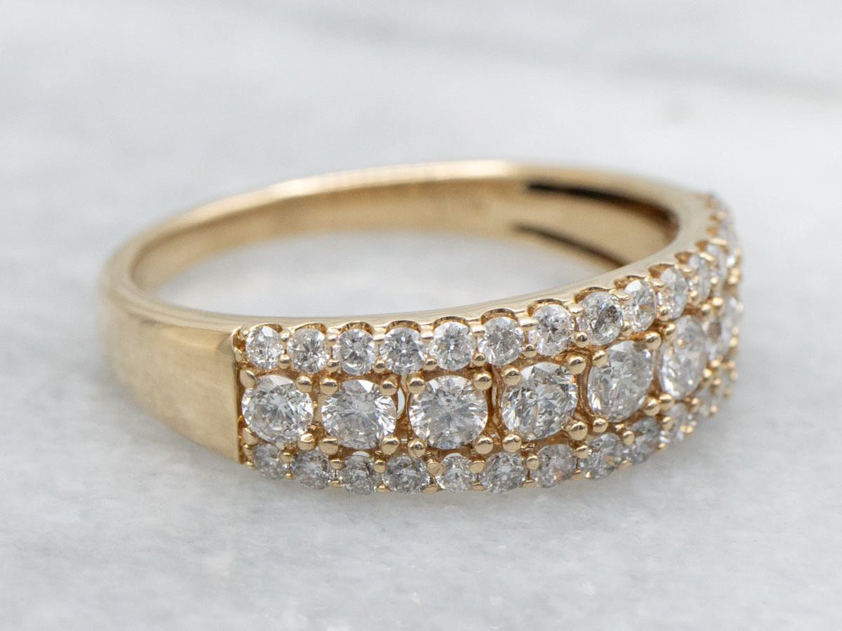 Triple Row Round-Brilliant Diamond Band