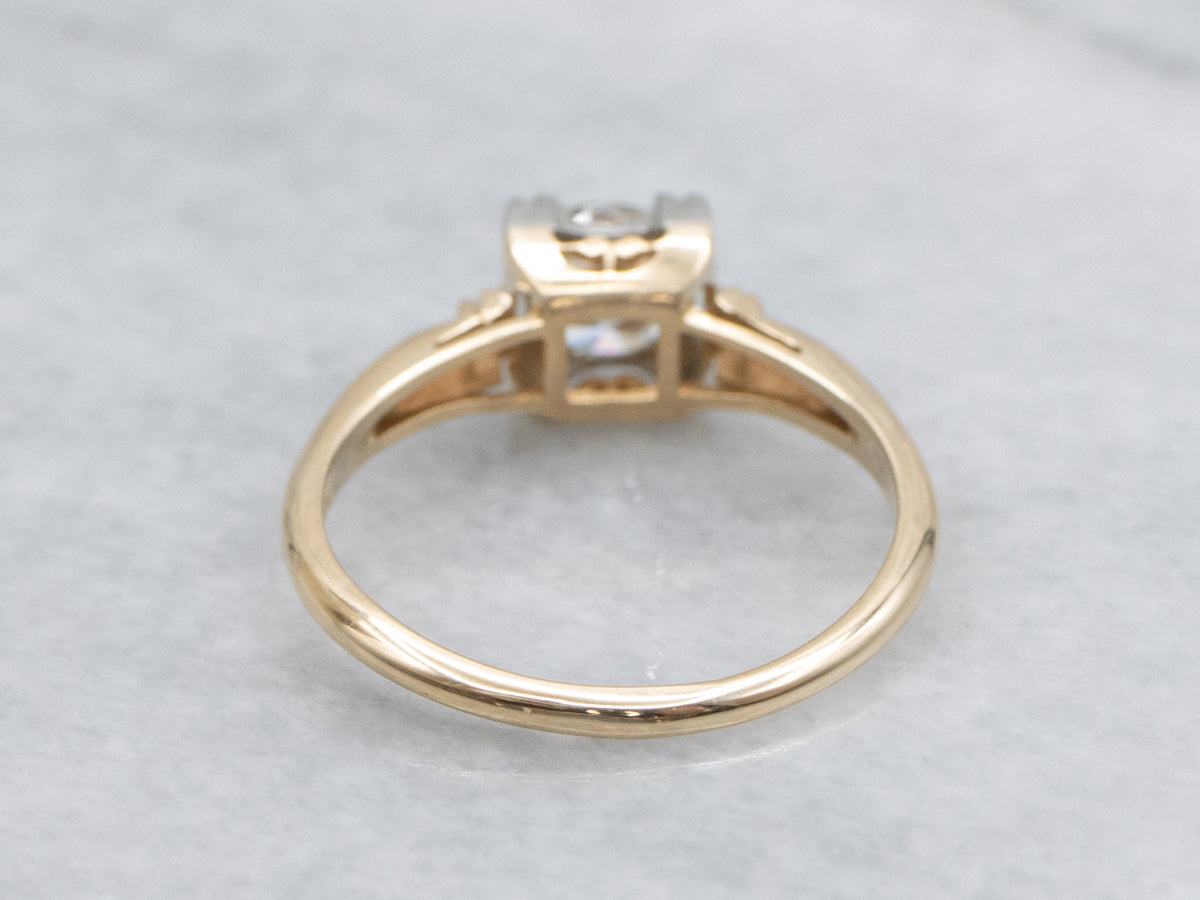 Vintage Diamond Solitaire Engagement Ring with Fishtail Prongs