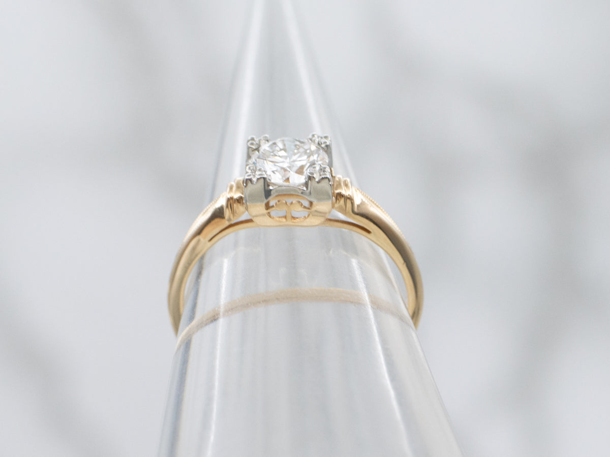 Vintage Diamond Solitaire Engagement Ring with Fishtail Prongs
