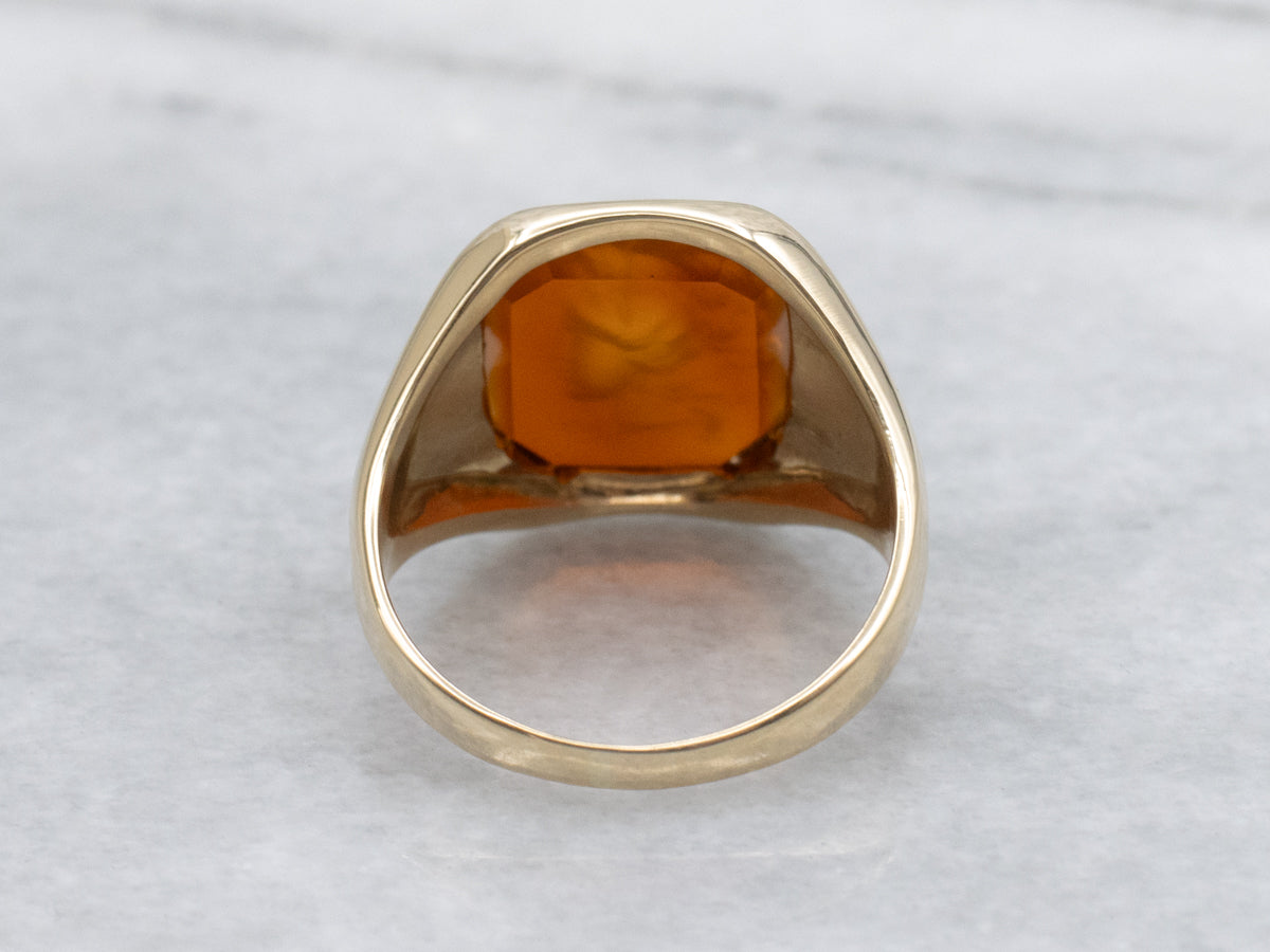 Vintage Gold Carnelian Intaglio Ring featuring Medusa