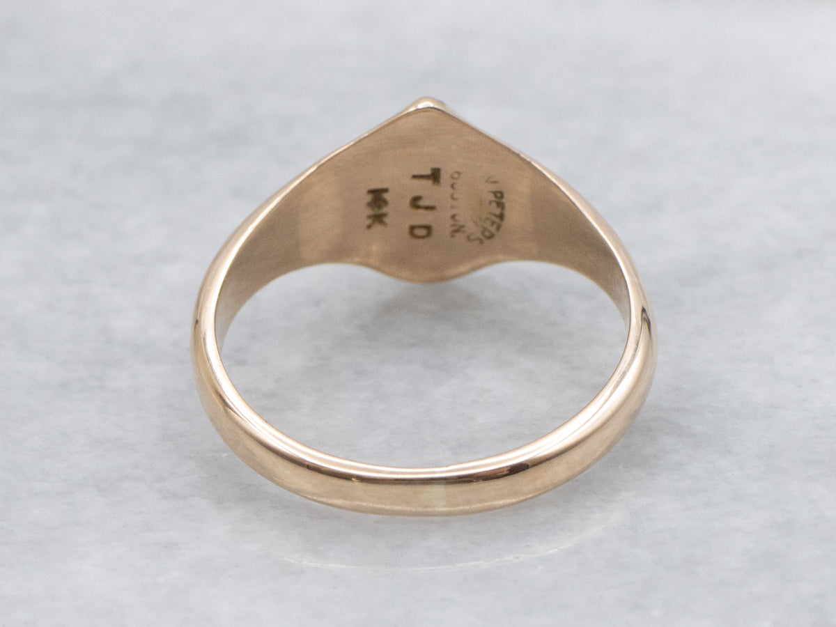 Polished Gold Vintage Teardrop-Top Signet Ring